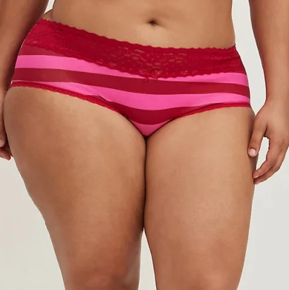 CHEEKY PANTY - COTTON STRIPE RED & PINK - Picture 1 of 2